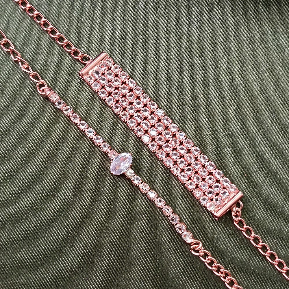 Rose Gold Plated Pack Of Stone Bracelet - Image 4