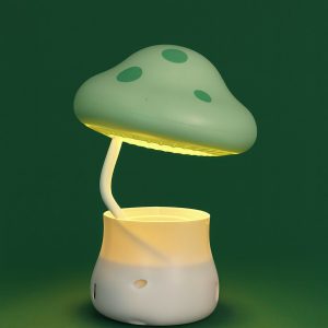 Green Mushroom Table Lamp with Pencil Sharpener & USB Charging