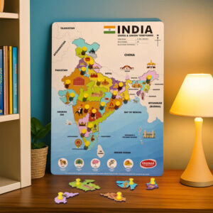 Aditi India Map Wooden Puzzle with Pegs for State Learning & Geography Play