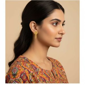 Nice 3 Line Golden Earrings for Women & Girls – Traditional Fancy Jewellery Gift