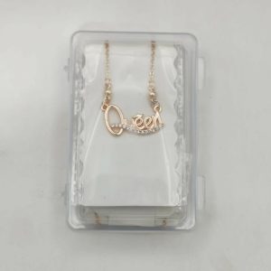 Rose Gold plated Queen Script Pendant Necklace with AD For women and girls