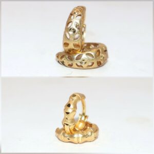 Gold Bamboo AD bali Huggie Hoop Earrings kan ki bli for women and girls Combo Pack of 2