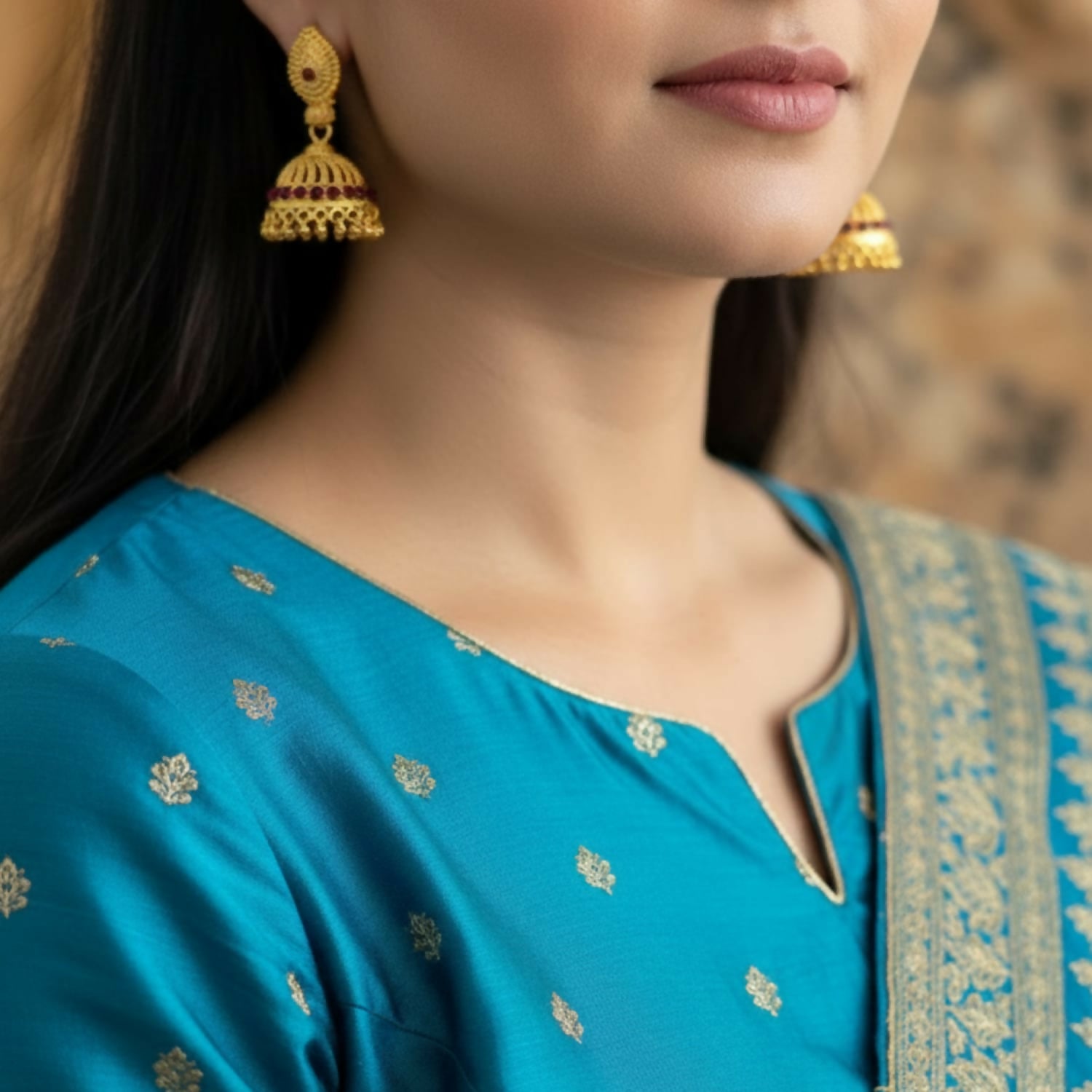 Elegant Gold Plated Jhumki Earrings for Women & Girls | Traditional Party Wear - Image 2