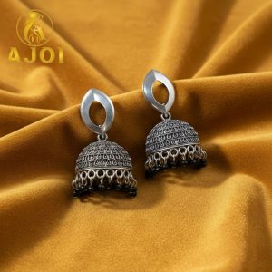 Designer Silver Teardrop Jhumka Earrings with Elegant Traditional Detailing