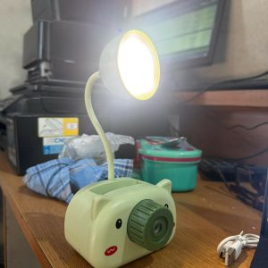 Green Kids Desk Lamp with Pencil Sharpener and Pen Holder Study Table Light