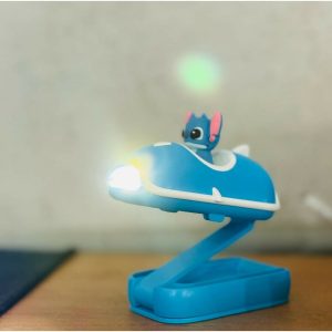 Blue Mini Folding LED Cartoon Car Night Lamp with Clamp Base