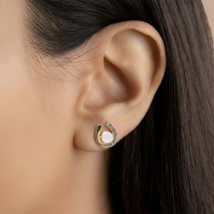 Elegant Pearl & Crystal U-Shape Stud Earrings for Women | Korean Style Fashion Jewelry
