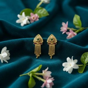 Nice 5 Line Golden Earrings for Women & Girls – Traditional Fancy Jewellery Gift