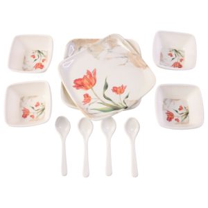 12-Piece Floral Ceramic Dinner Set with Plates, Bowls & Spoons
