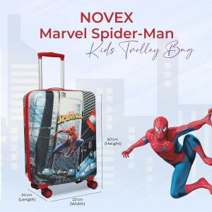 Novex Marvel Spiderman Kids Polycarbonate Trolley Bag for Boys Travel Luggage with 4 Spinner Wheel (18 Inch)