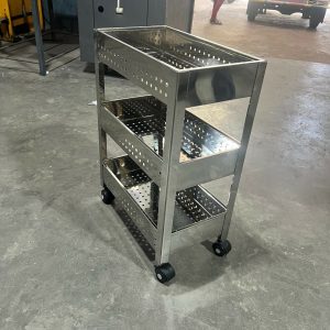 Stainless Steel 3-Tier Vegetable Storage Trolley Silver