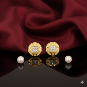 Heart Filigree Gold-Plated Stud Earrings with AD for women and girls