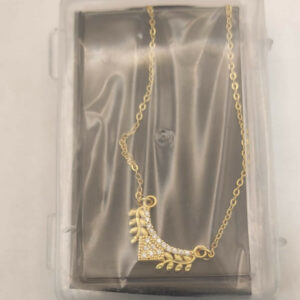 Gold Plated AD V-Shape Leaf Pendant Necklace For women and girls