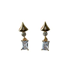 Gold-Tone Geometric Crystal Drop Earrings for Women