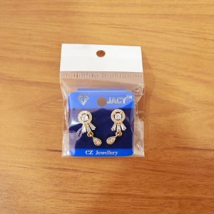 Elegant Gold Finish Round Stud Earrings with Drop Design for Women & Girl