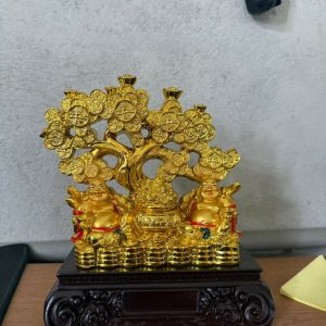 Golden Laughing Buddha Money Tree Showpiece for Home & Office Décor