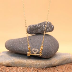 Gold Plated Love Heart AD Pendant Necklace For women and girls