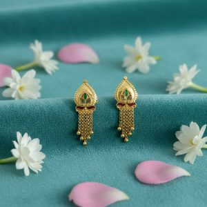 Nice 5 Line Golden Earrings for Women & Girls – Traditional Fancy Jewellery Gift