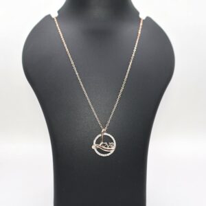 Rose Gold Plated Love Circle Necklace AD Pendant