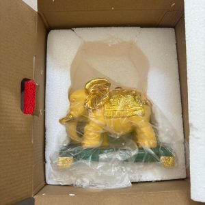 Golden Elephant Decorative Showpiece for Home Temple and Table Decor