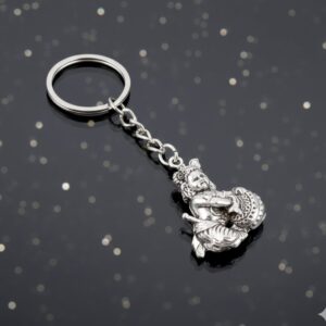 Premium Silver-Finish Metal Bal Krishna Eating Makhan Keychain (1 Pc)