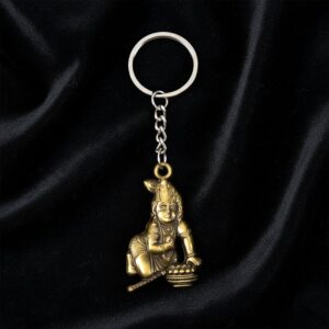 Premium Antique-Gold Metal Bal Krishna Makhan Chor Keychain (1 Pc)