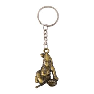 Premium Antique-Gold Metal Bal Krishna Makhan Chor Keychain (1 Pc)