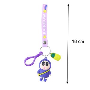 Cute Cartoon Doll Keychain with Strap and Pineapple Charm (1 Pc)