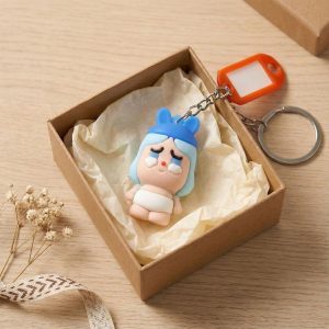 Cute Cartoon Baby Character Keychain with Label Tag Holder (1 Pc)