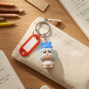 Cute Cartoon Baby Character Keychain with Label Tag Holder (1 Pc)