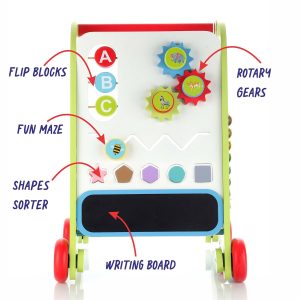 Aditi Wooden Baby Walker for Kids, Baby Walker with 6 Activities/Games