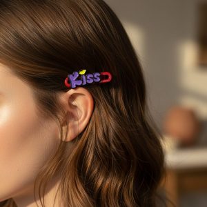 Decorative “Kiss” Text Hair Clip Set (4 Pc)