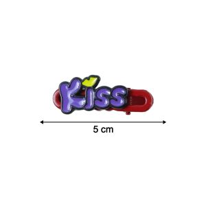 Decorative “Kiss” Text Hair Clip Set (4 Pc)