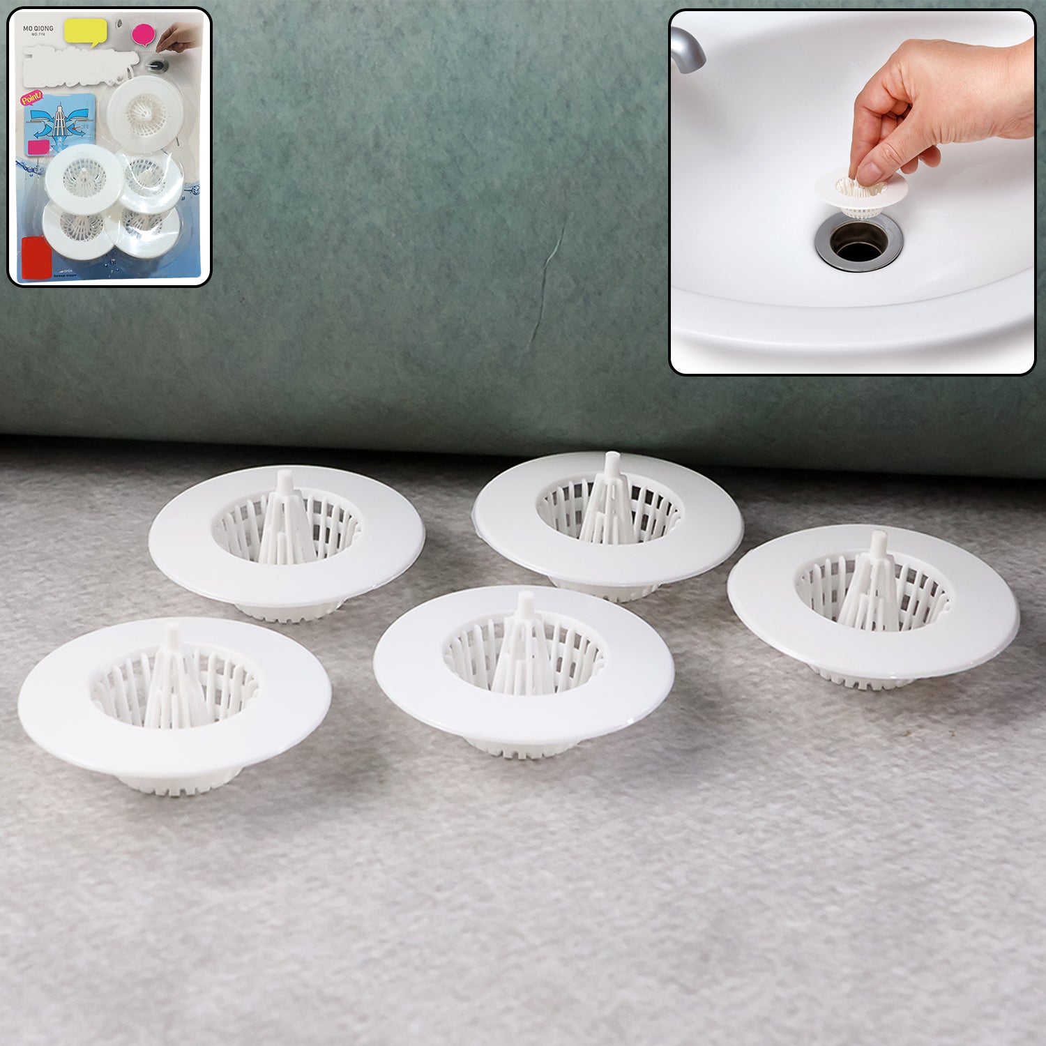 5 Pcs Multipurpose Sink Drain Hair Catcher & Strainer Filter (30~45 mm)