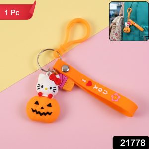 Cute Cartoon Kitty Pumpkin Keychain (1 Pc)