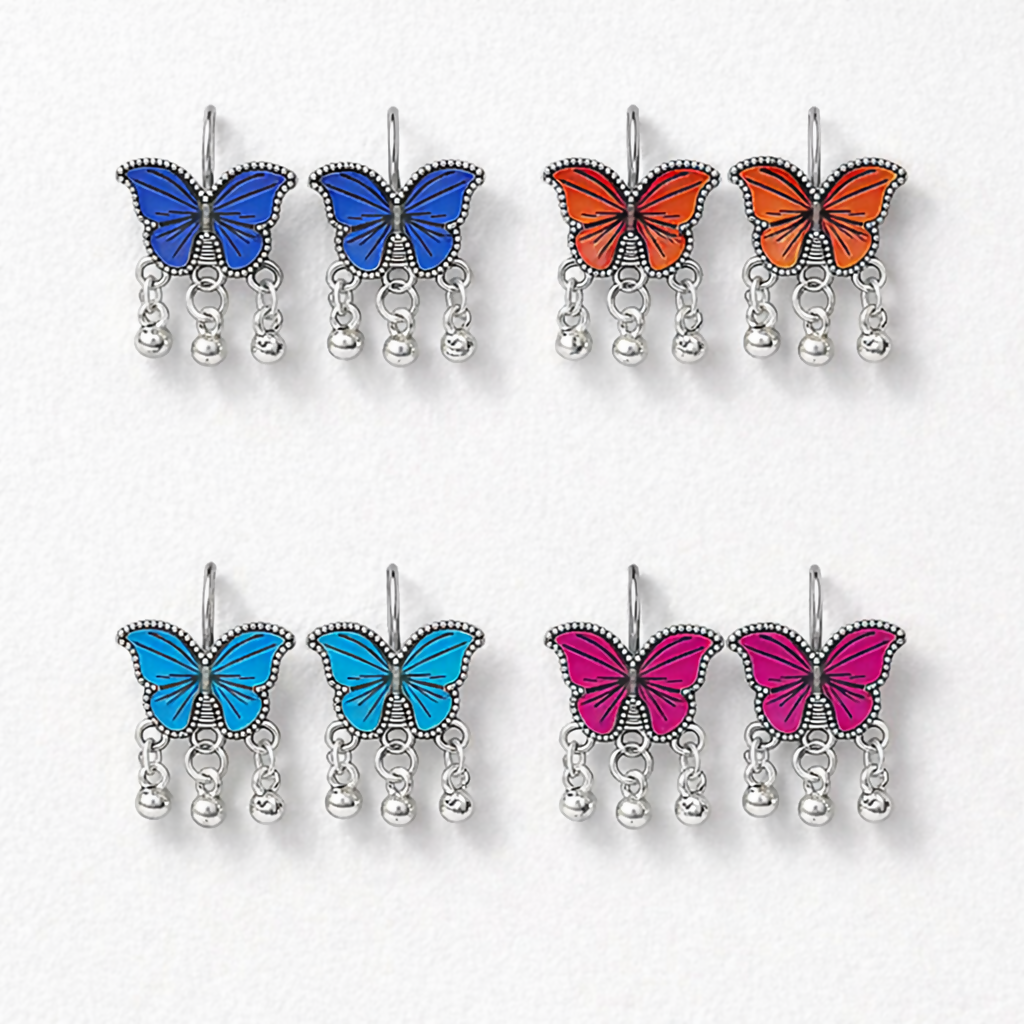 BEAUTIFUL ELEGANT BUTTERFLY EARRINGS WITH COMBO OF 4 COLOURS