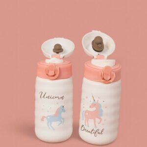 Unicorn Printed Kids Water Bottle with Flip-Top Sipper Lid | Leak-Proof BPA-Free Cute School Bottle for Girls & Toddlers | Lightweight Unbreakable Plastic Sipper for School, Travel & Daily Use | Pack of 1 (Unicorn Design)