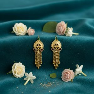 Nice 5 Line Golden Earrings for Women & Girls – Traditional Fancy Jewellery Gift