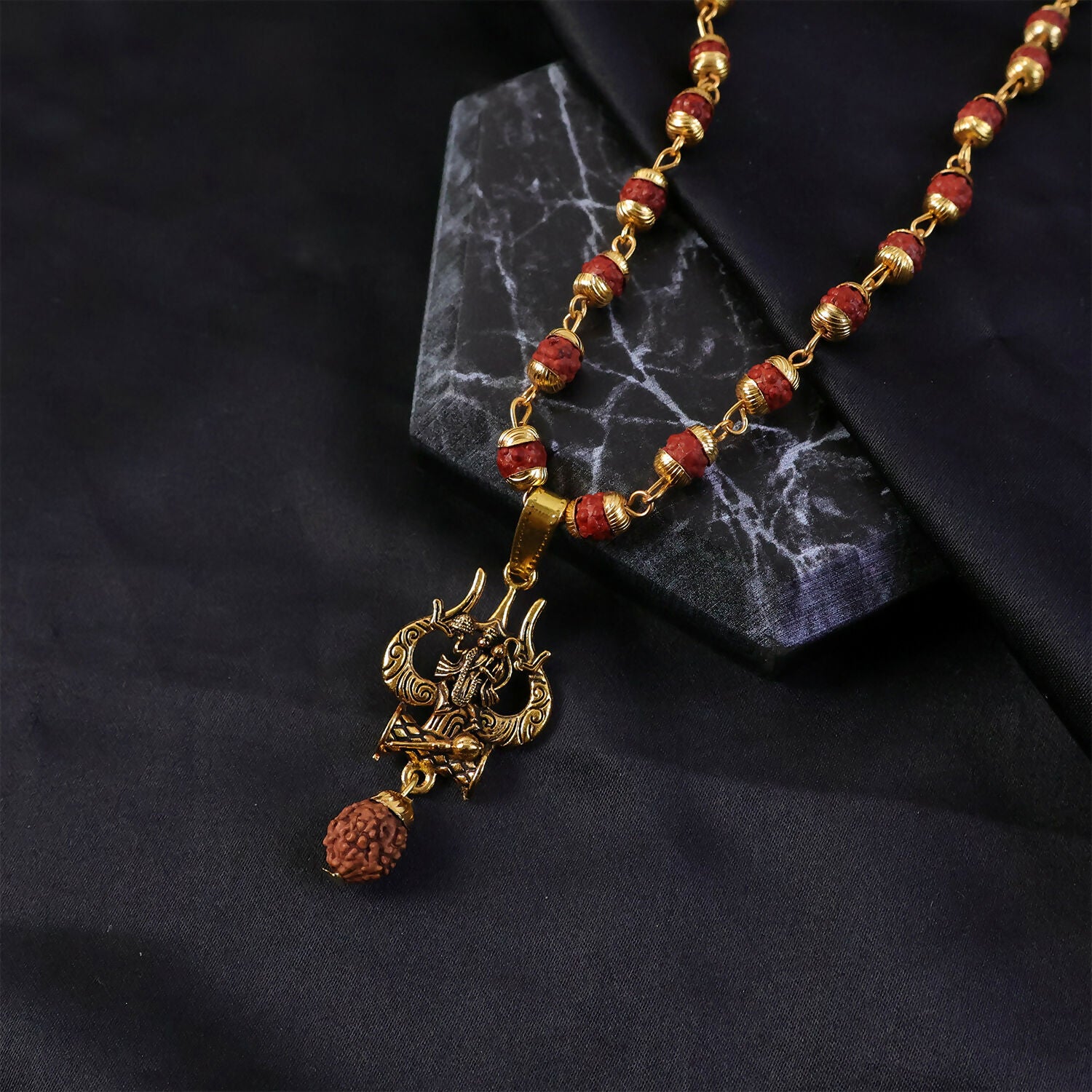 Divine Lord Hanuman Trishul Pendant & Rudraksha Mala