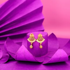 Gold Plated Jali Work & AD Stud Earrings for women and girls