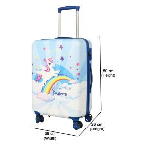 Novex Unicorn Rainbow Blue Travelling Kids Trolley Bags for Girls Luggage 4 Wheels ( 18 Inch)