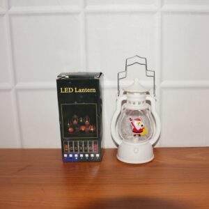 Mini LED Decorative Lantern with Santa Figurine & Handle (1 Pc)