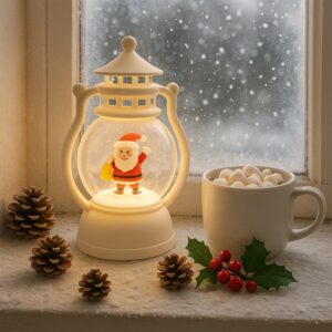 Mini LED Decorative Lantern with Santa Figurine (1 Pc)