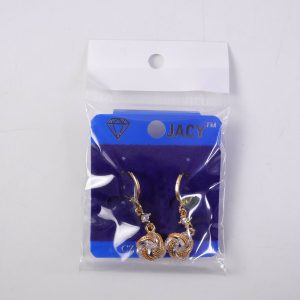 Gold Finish Twisted Stone Drop Hoop Earrings for Women and Girls