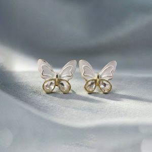 Elegant Crystal Butterfly Stud Earrings for Women And Girls