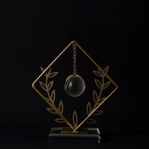 Modern Crystal Orb Table Decor Metal Frame Decorative Showpiece