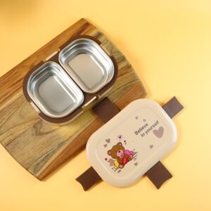 Cute Teddy Printed Kids Lunch Box (500Ml / 1 Pc)