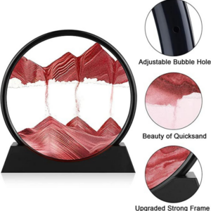 Premium Round Rotating Moving Sand Art Frame for Home & Office Décor | Mesmerizing Flowing Sand Picture with Elegant Black Stand | Relaxing Desktop Motion Showpiece for Living Room, Bedroom & Work Desk | Unique Stress-Relief Gift for All Occasions