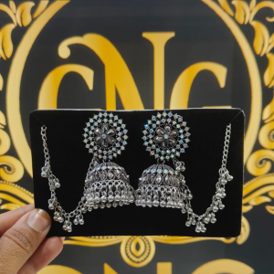 beautiful elegant jhumka earrings with kanchain