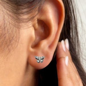 Diamond Accent Sterling Silver Butterfly Stud Earrings for Women and girls
